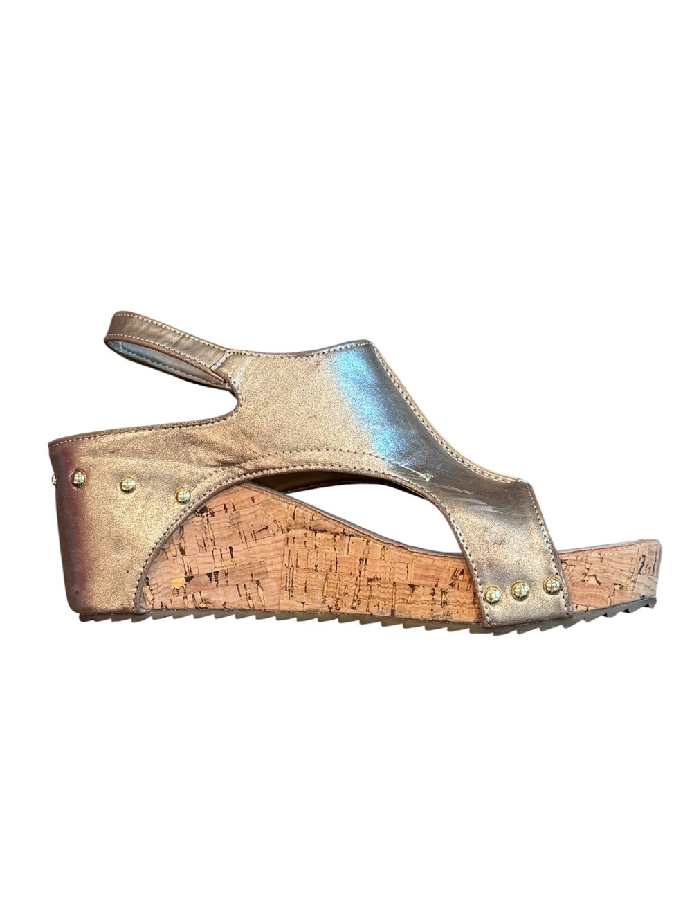 Pierre Dumas Metallic Gold Cork Wedge Sandal